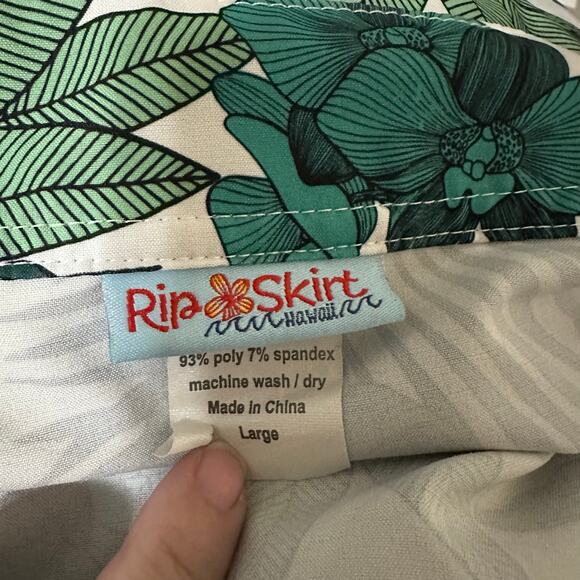 RipSkirt Hawaii Adjustable Wrap Skirt Length 1 Green Floral Sz L Beach Resort - Picture 2 of 8